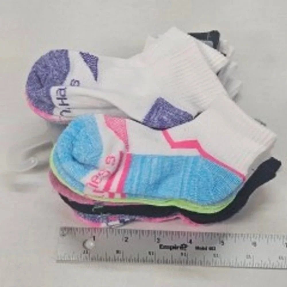 Hanes Cool Comfort Mesh Athletic Socks Ankle Cut Multi Color Girls 12 Pack Sz S‎